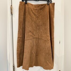 Brown suede high waist maxi skirt - EUC